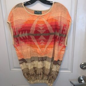 LRL Active Women’s Multicolor Aztec Linen Blend Shirt Size 1X